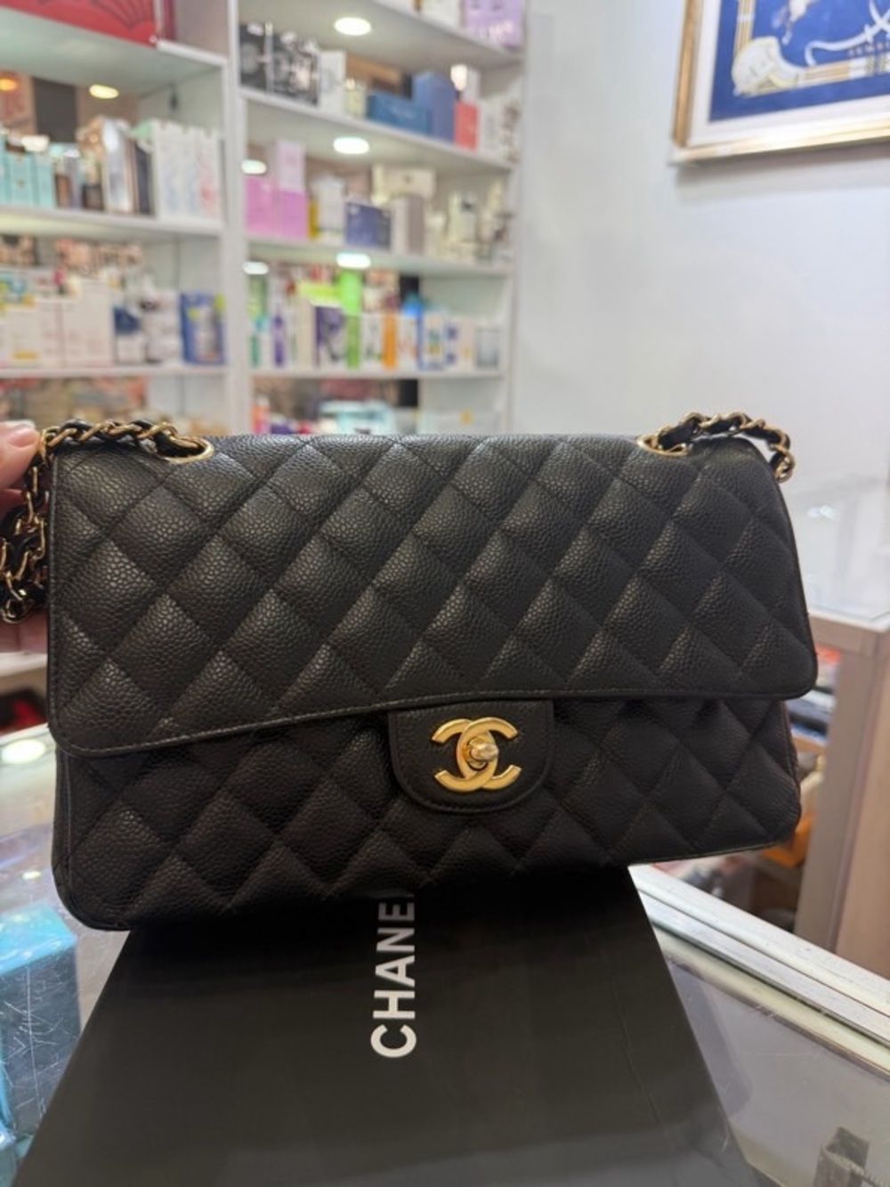 CHANEL Black Quilted Flap Shoulder Bag with Gold Hardware - Picture 1 of 8